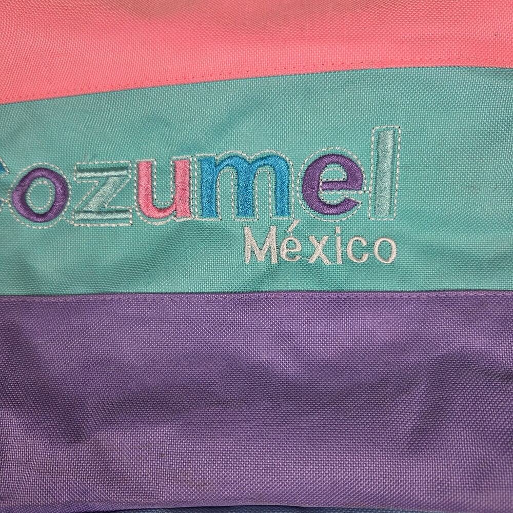 🌼Cozumel Mexico Tote Bag Stripe Rope Handles Zippered attached Coin Purse - Picture 5 of 15